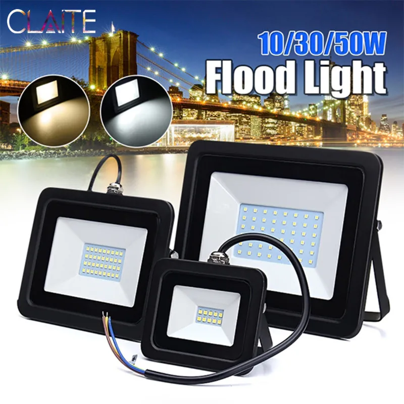 

CLAITE LED Floodlight 10W 30W 50W Outdoor Spotlight AC220-240V Waterproof IP65 Outdoor Camping Emergency Light