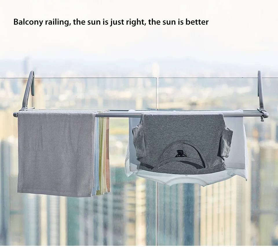 New products Xiaomi Mijia Bang telescopic drying rack hanger aluminum alloy PP material frame adjustable hanger smart home (14)