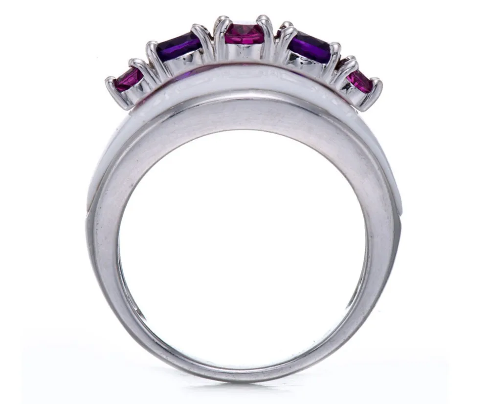 Hutang натуральный Фиолетовый аметист родолит кольца драгоценный камень Твердые 925 пробы Серебряное кольцо Изысканные элегантные ювелирные изделия для женщин уникальный дизайн
