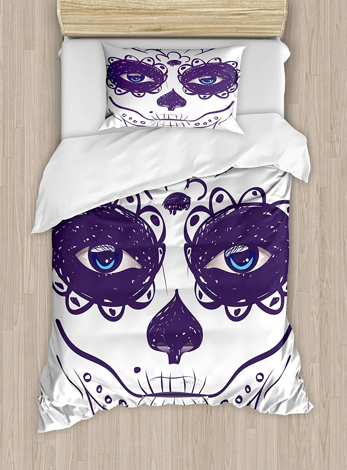 Day Of The Dead Duvet Cover Set Dia de los Muertos Sugar Skull Girl