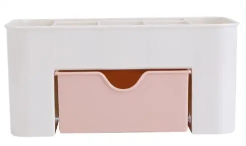 Органайзер для косметики, коробка для ювелирных изделий, пластиковые коробки для хранения косметики, настольный органайзер с ящиком, органайзер, контейнер, чехол для макияжа - Цвет: Розовый