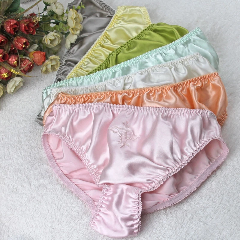 

Hot sell 2017 Silk panties female trigonometric brief low-waist lingerie