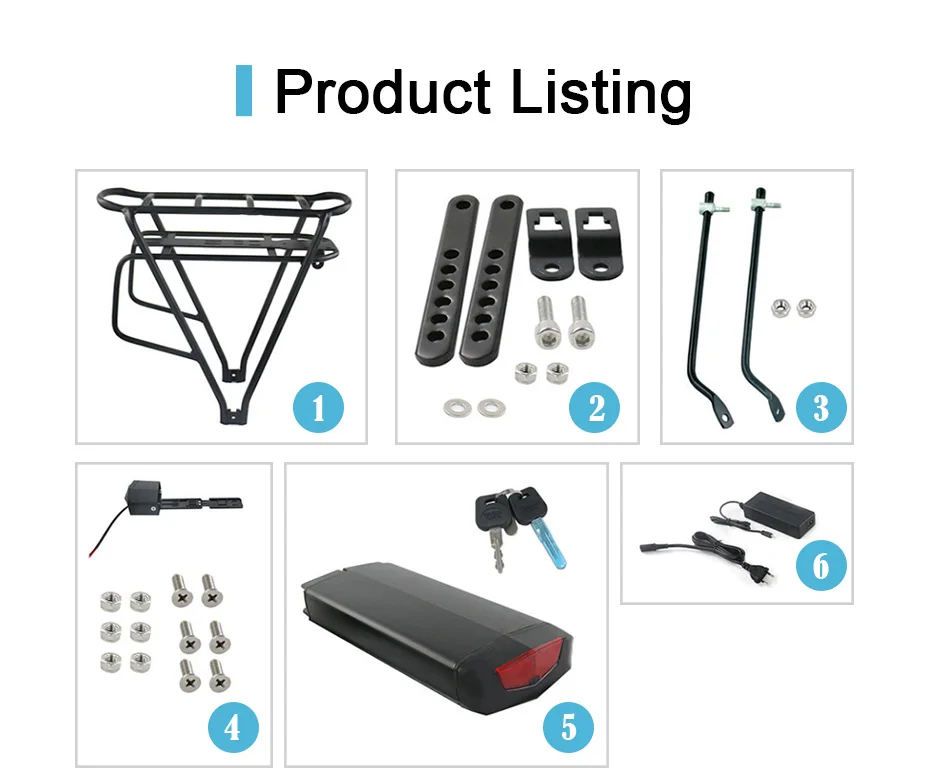 Clearance JS Rear Rack 48V10AH 12AH 16AH 17.5AH E-Bike Battery Samsung Cell 250W 350W 500W EBike Li-ion Battery Double Layer Luggage Rack 2