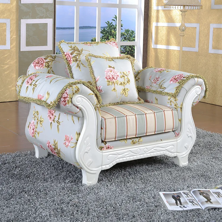 Европейский классический стиль диван мебель дубовая резьба по дереву с баром-серия тканевый чехол L813