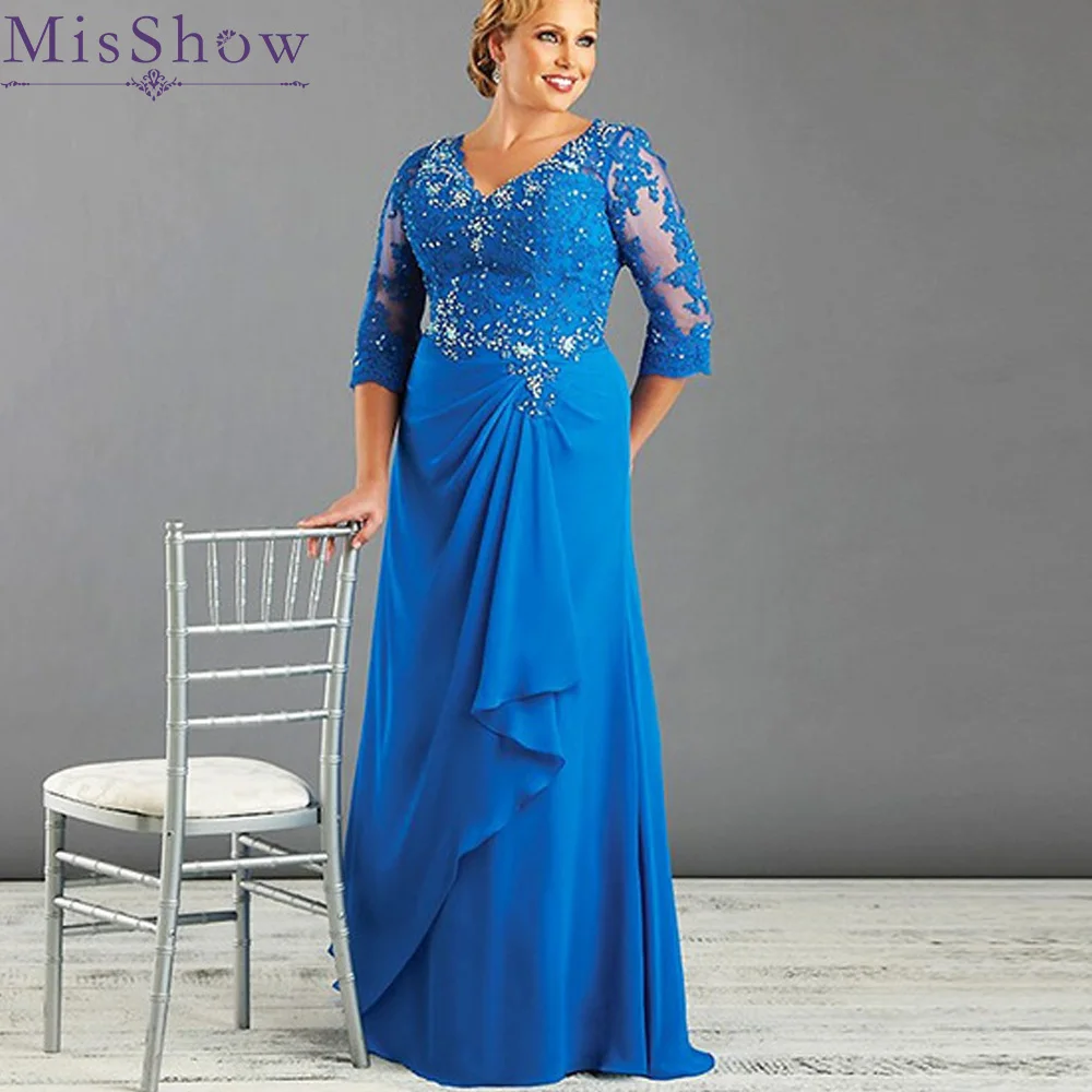

[Custom-made] 2019 Lace Mother of the Bride Dresses for Weddings A Line Beaded Evening Gowns Formal Godmother Groom Long Dresses