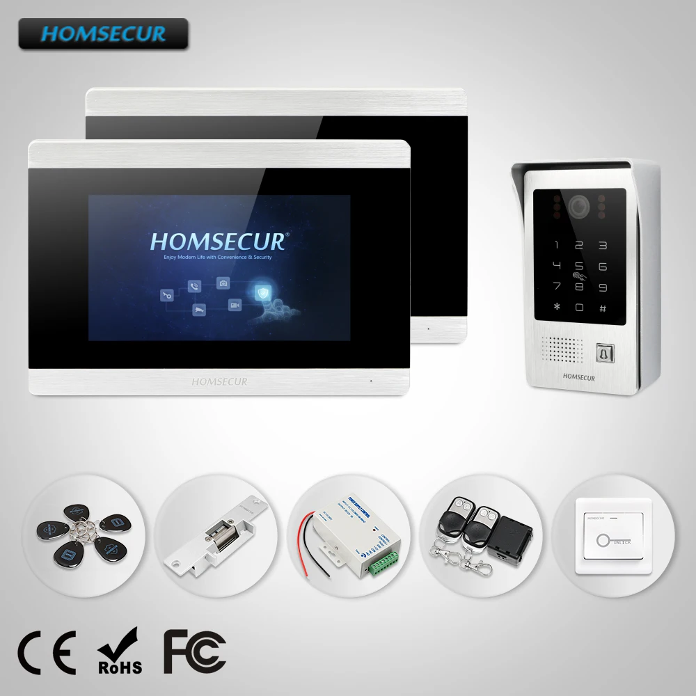 

HOMSECUR 7" Wired Hands-free Video Door Entry Security Intercom with RFID Access Wide Angle Monitor BC091 +BM715-S