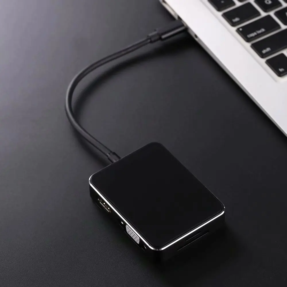 Акриловый стеклянный док-станция для ноутбука type-C 7 в 1 HDMI VGA PD USB 3,0 SD, TF, USB C для чтения карт type C PD адаптер для MacBook