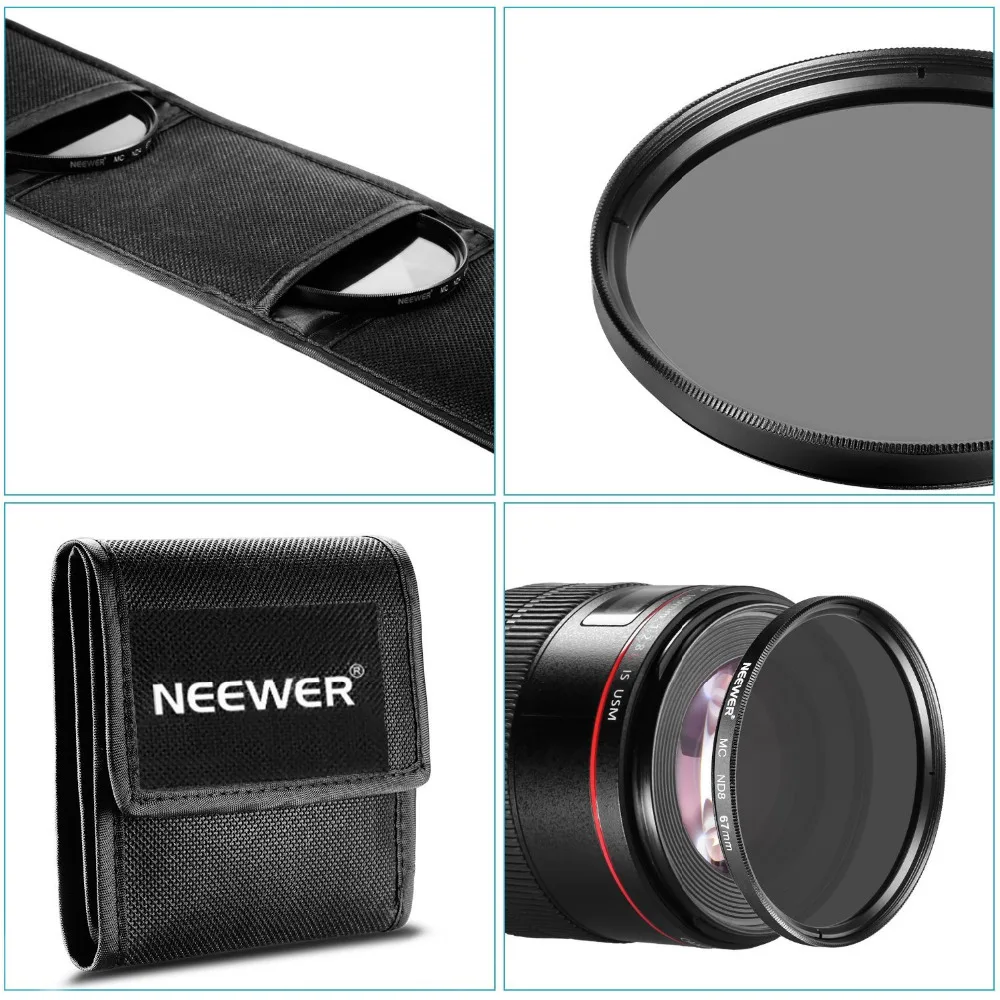 Neewer 67 мм ND набор фильтров (ND2 ND4 ND8)+ чистящая ткань для CANON 18 135 фотообъектив/NIKON 105 f/3 5