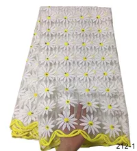 High Quality Lace 2019 African French Net Lace Fabric Embroidered Nigerian Laces Fabric 5 Yards Milk Silk Lace With Beads 212