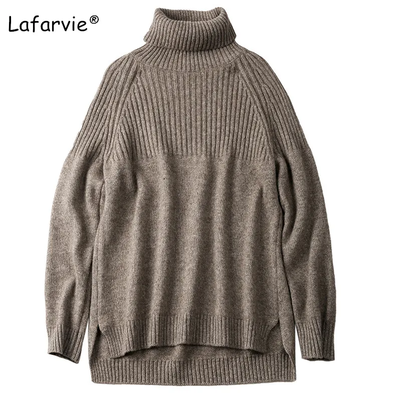 Lafarvie New Cashmere Wool Blended Turtleneck Sweater Women Autumn Winter Warm Long Sleeve Pullover Female Knitted Jumper S-XL