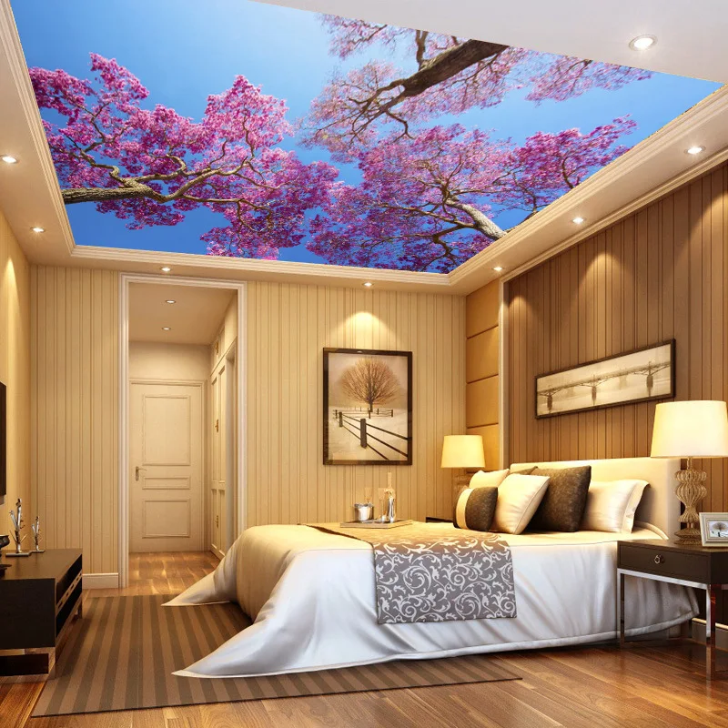 Обои с подвесным потолком большие бесшовные зеленые обои|ceiling wallpaper|green wallpaperpapel de