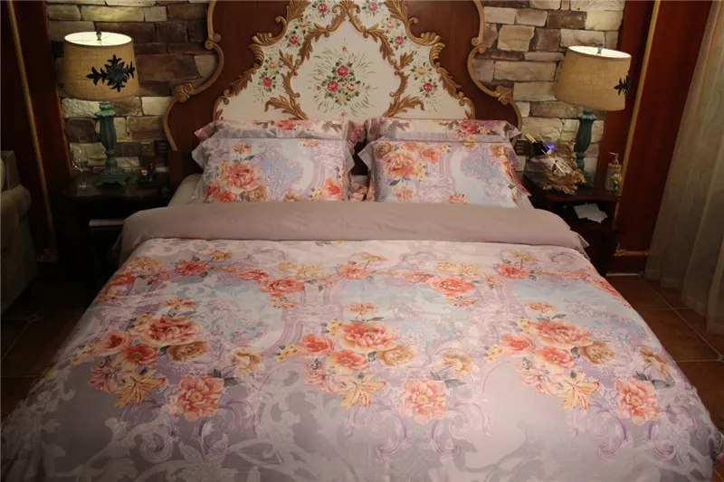 Waliicorners New Luxury silk cotton bedding set blue black satin duvet cover sets Bohemia style bed linen bedclothes 39 -7