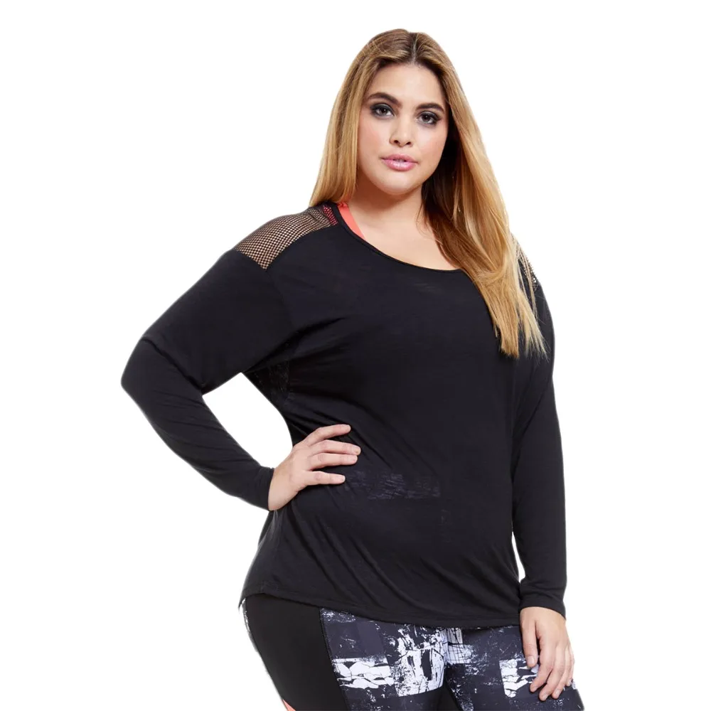 

Plus Size Mesh Contrast Hollow Out Back T Shirts Women Round Neck Sexy Basic Tops Large Size Casual Loose T Shirt 6XL 7XL