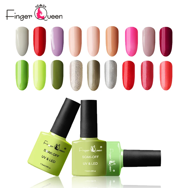 Fingerqueen Nail Art 7.5ML 18 Color Soak Off UV LED Gel Nail Polish Lacquer Long Lasting Gel Design Drawing Ladies Women Gel