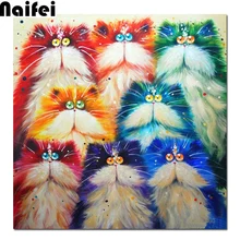 Индивидуальная цветная Алмазная картина с котом, стразы для вышивки крестиком, 3D Алмазная вышивка с рисунками животных из мультфильмов