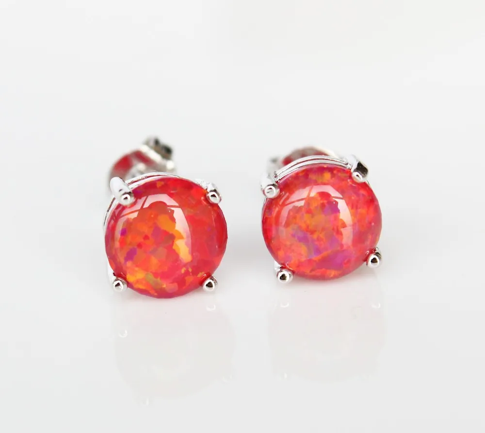 8 мм круглые черные серьги с огненным опалом|earrings pink|earrings bestearrings brown |