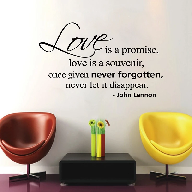John Lennon Love QUOTE Wall DECAL STICKERS Love DECOR Love is a promise