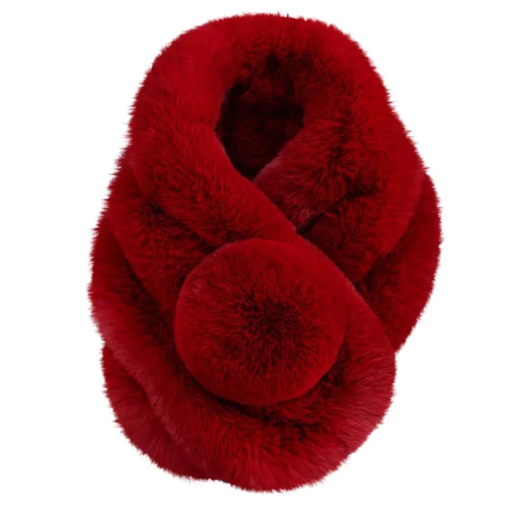 Женский зимний теплый шарф из искусственного меха, модный утолщенный меховой шарф из искусственного меха, палантин, Прямая поставка A40 - Цвет: Wine Red