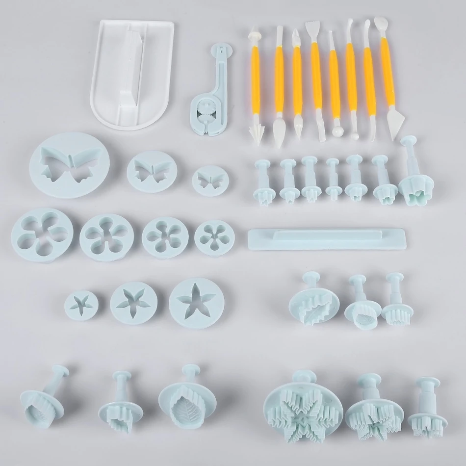 

37pcs Fondant Molds Cake Sugarcraft Cookie Cutters Decorate Plunger Baking Tool Cake Decorating Tool Set DIY Moon Cake Mold