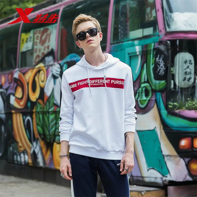 882429059234 XTEP Men S-3XL Sweater men's hooded 2018 autumn new pullover loose student sportswear For Men