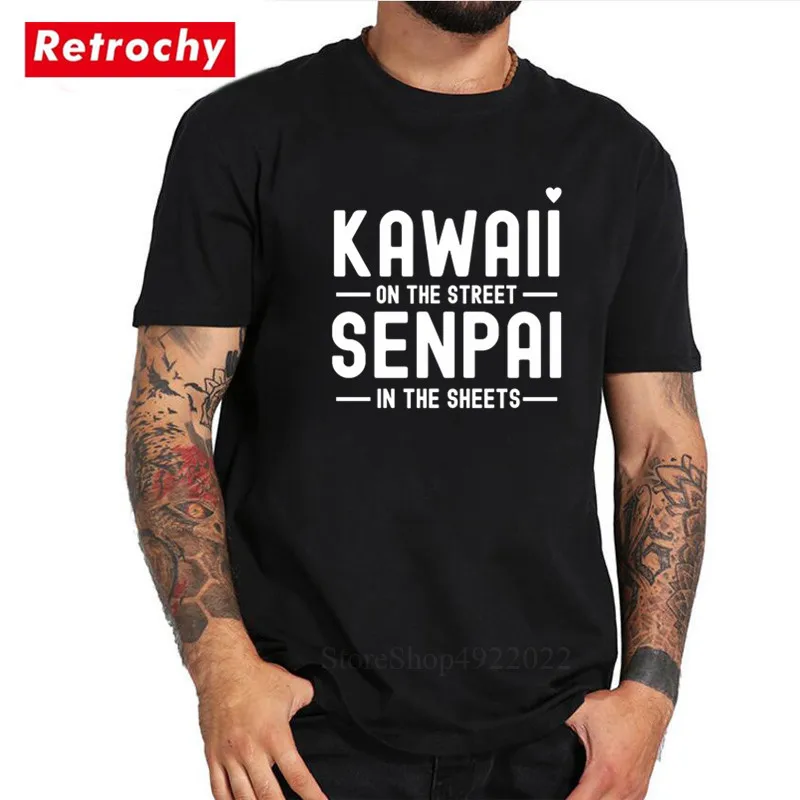 Футболка с принтом аниме Waifu Kawaii Senpai Мужская футболка в стиле хип хоп забавная Otaku