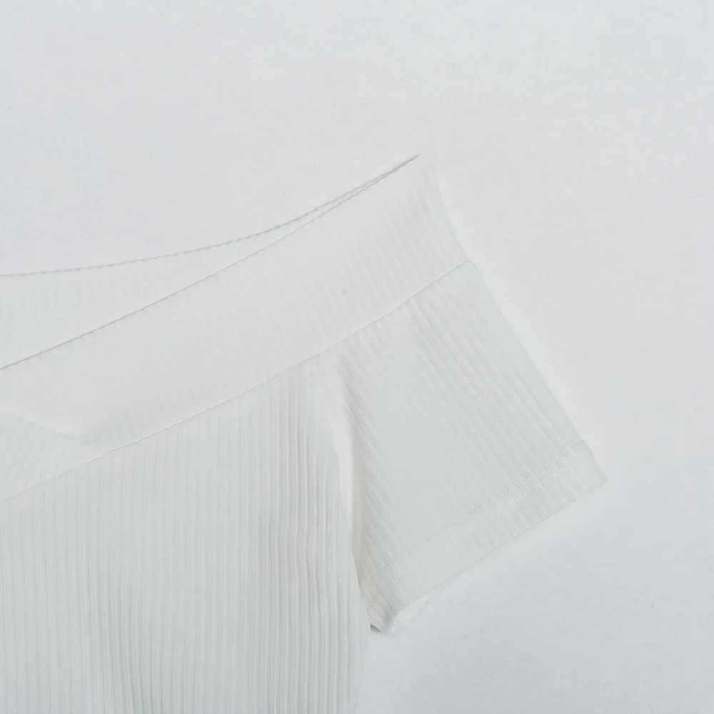 Новинка, летняя черная Базовая приталенная белая короткая женская футболка с v-образным вырезом и коротким рукавом, облегающие Женские Топы Modis, camiseta mujer haut femme