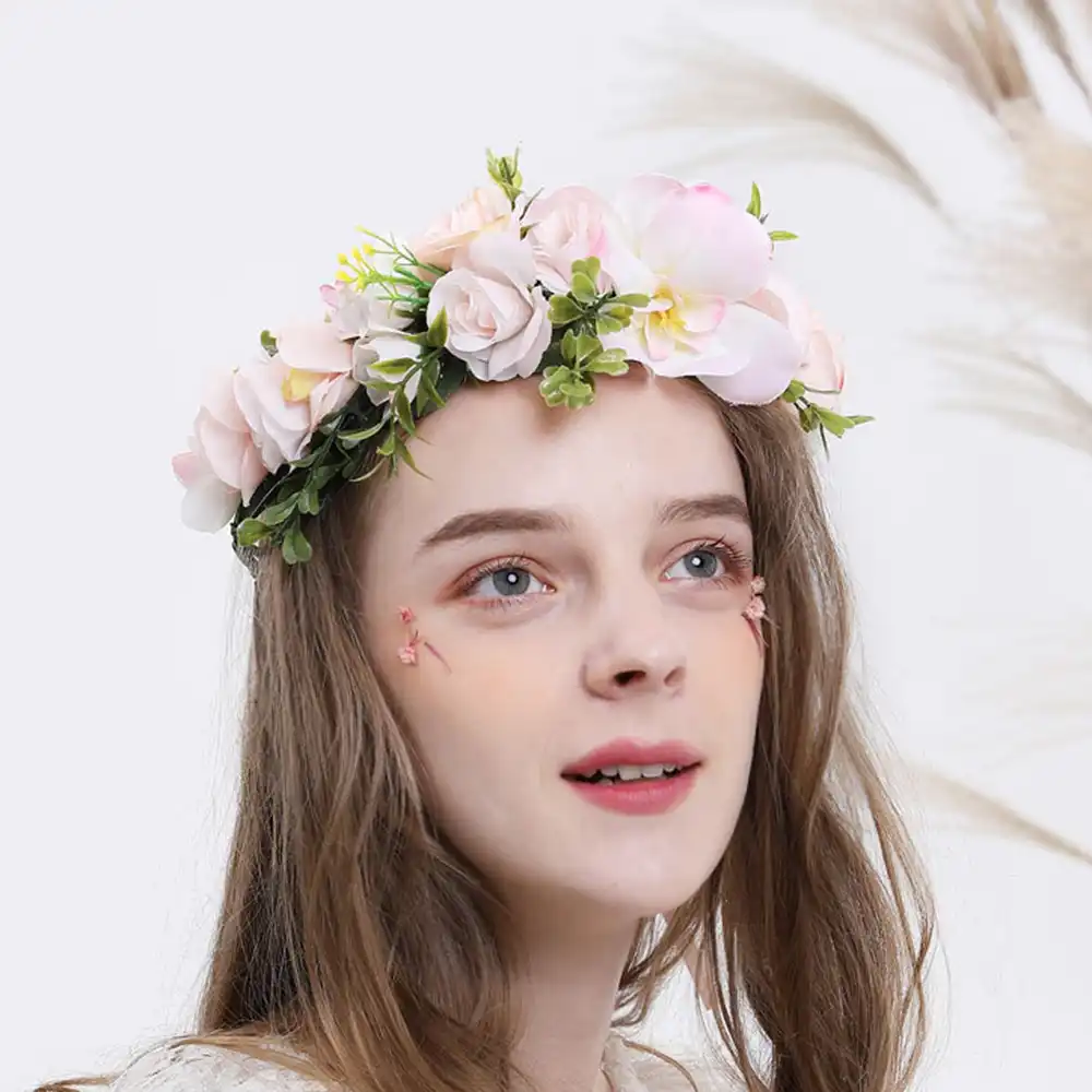 Hiyong 2019 Bridesmaid Hair Flower Headbands Wedding Women Hair Accessories Flower Crown Headpieces Bridal Flower Girls Garland
