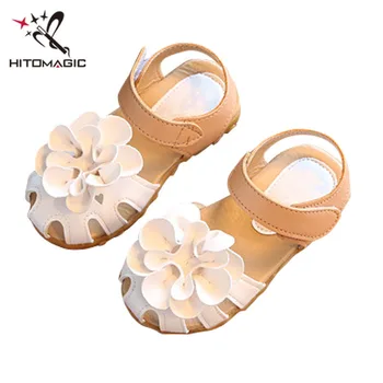 

HITOMAGIC Sandal Girls Leather With Flowers Out-cuts Children's Footwear For Baby Girl Summer Sandals Kids Shoe Children Shoes