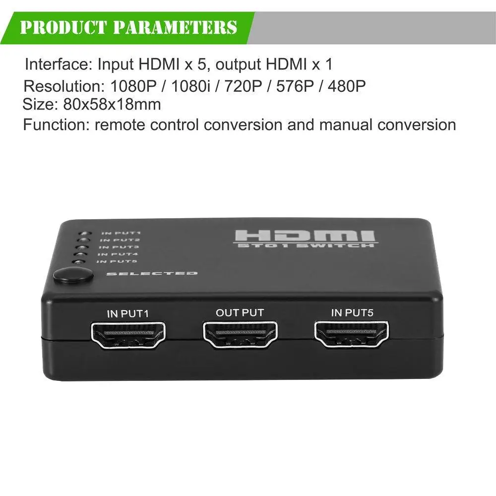 EastVita HDMI 5 Порты и разъёмы коммутатор 1080 P 3D HDMI Splitter с ИК Беспроводной удаленного Управление для HDTV DVD для PS3 XBox 360 r29