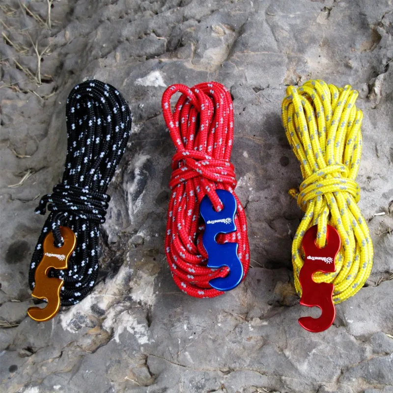 

4Pcs/Set Camping Hiking Set Antislip Knot Quick With Rope Tent Wind Reflective Tightening Hook S-Ring Buckle 7