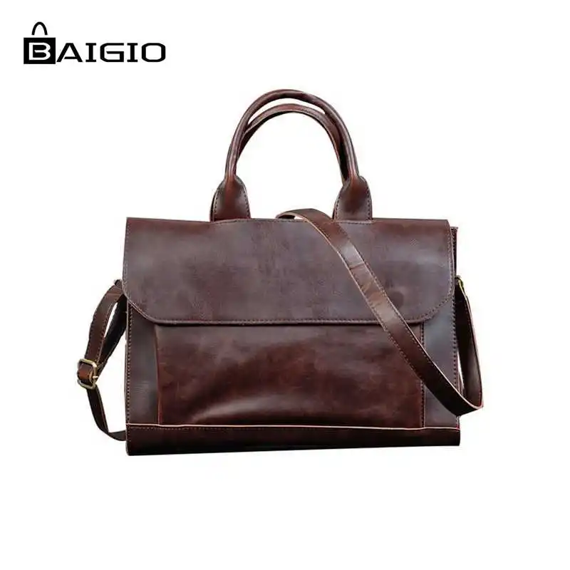 

Baigio Men Vintage PU Leather Bag Briefcase Fashion Black Coffee Bag case Messenger Shoulder Men Crossbody Business