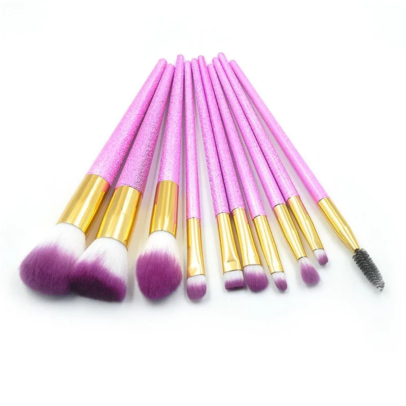 10 Pcs  Diamond Matte Taper Handle Powder Eye Brush Makeup Brush Set Makeup Tool 121#Xu6
