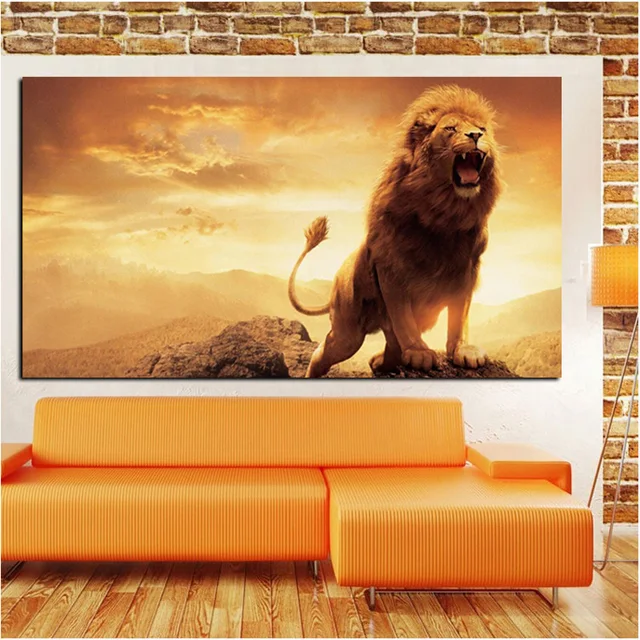 Lion at Sunrise Artwork Printed on Canvas 4