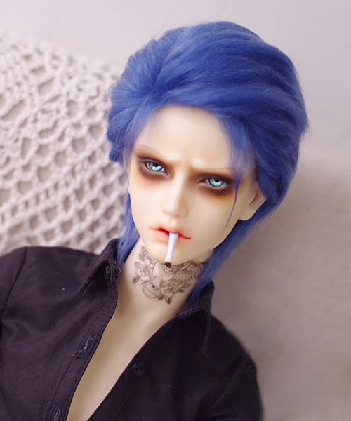 BJD кукла натуральный мех парик для 1/3 1/4 1/6 BJD кукла синий средней длины прямые волосы мех парики