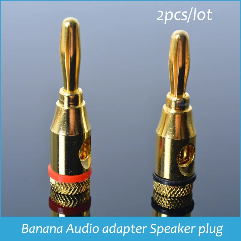 2pcs Gold plated Banana Plug Screw Connector Audio adapter Speaker plug amplifier terminal Hi fi
