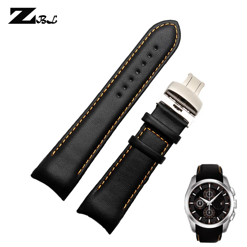 Genuine leather bracelet 22 23 24mm wristwatches band curved arc interfaces men's watchband for tissot T035 watch strap