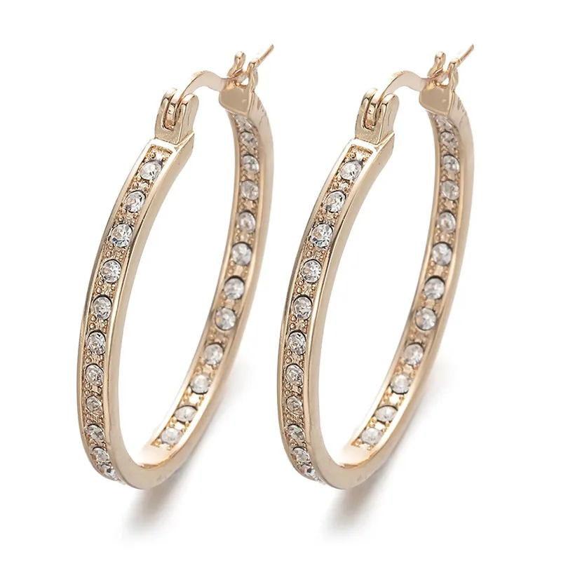 Ослепительные ААА циркониевые серьги-кольца для женщин, элегантные золотые серьги, новые модные вечерние ювелирные изделия, подарки
