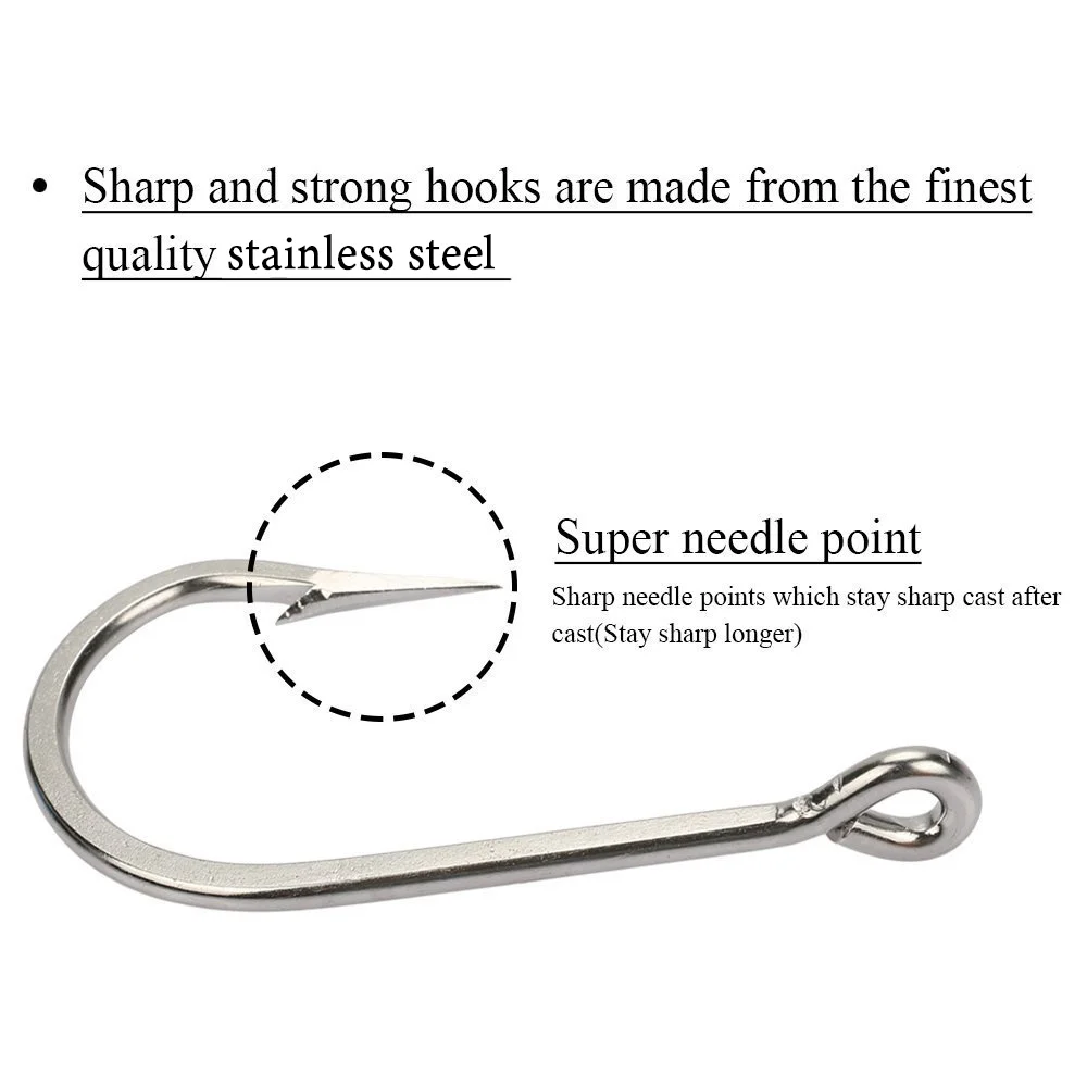 Goture Stainless Steel Fishing Hooks Long Shank Hooks Extra Strong for Saltwater Freshwater Size 6/0-12/0 10Pcs Goture Stainless Steel Fishing Hooks Long Shank Hooks Extra Strong for Saltwater Freshwater Size 6/0-12/0 10Pcs