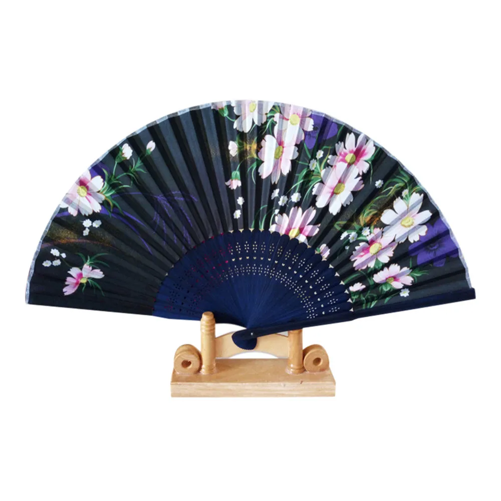 Flower Butterfly Pattern Folding Dance Wedding Party Lace Silk Folding Hand Held Flower Fan G619