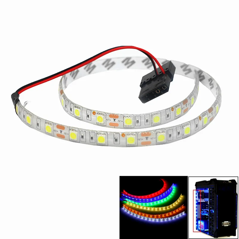 

50CM 1M 2M LED Strip Light 5050 SMD PC Computer Case Waterproof Flexible Strip Tape Light DC12V Red Blue Green Yellow Warm White