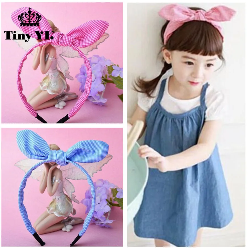

Fashion Plaid Bow Hairband Checked Headbands For Kids headdress Girls Hair Accessories 1 piece