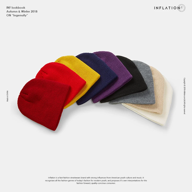 INFLATION Solid Skullies &amp Beanies Мужская теплая мешковатая шапка унисекс для девочек