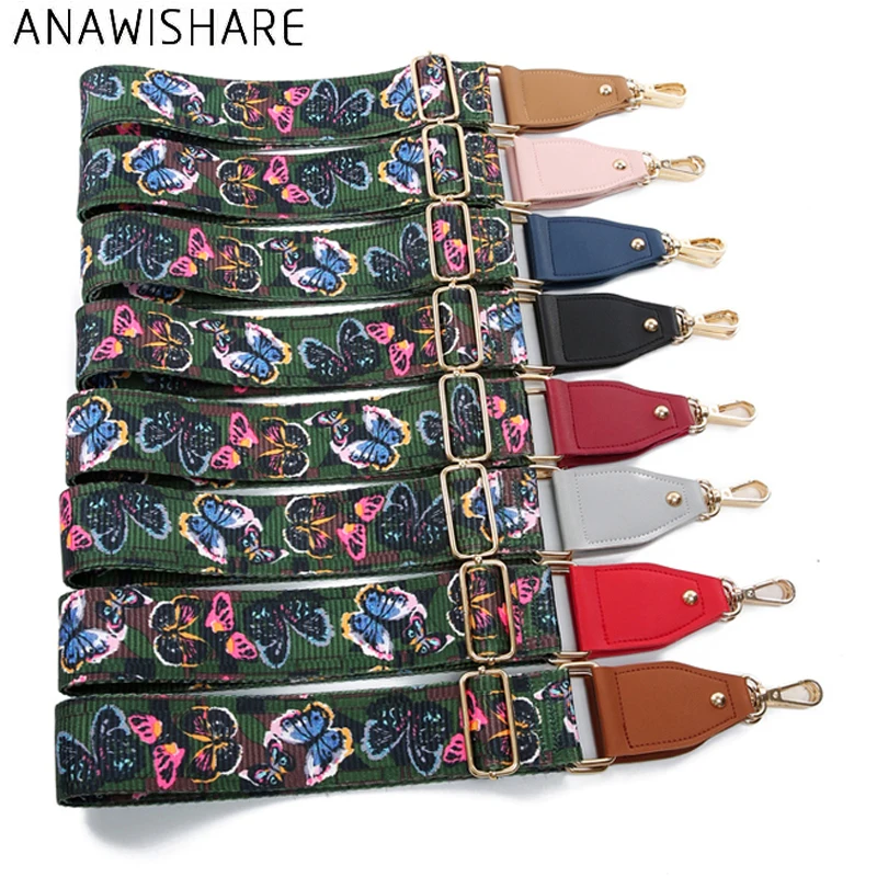 ANAWISHARE Handbag Belt Wide Strap Replacement Shoulder Bag Strap Butterflies Handbag Strap ...