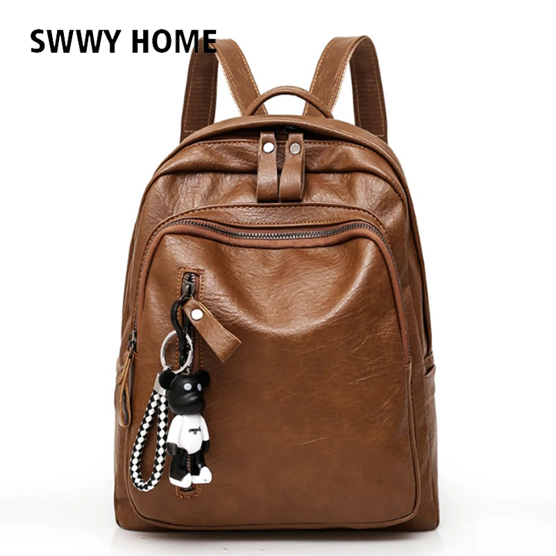 

2018 Women's Backpack Casual PU Leather Backpack School For Girls Female Vintage Travel Rucksack Fashion Girl Satchel mochilas