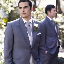 Белый жилет серые костюмы с отворотом 3 шт.(куртка+ брюки+ жилет) Модные Terno Masculino на заказ шаферы мужские костюмы для жениха