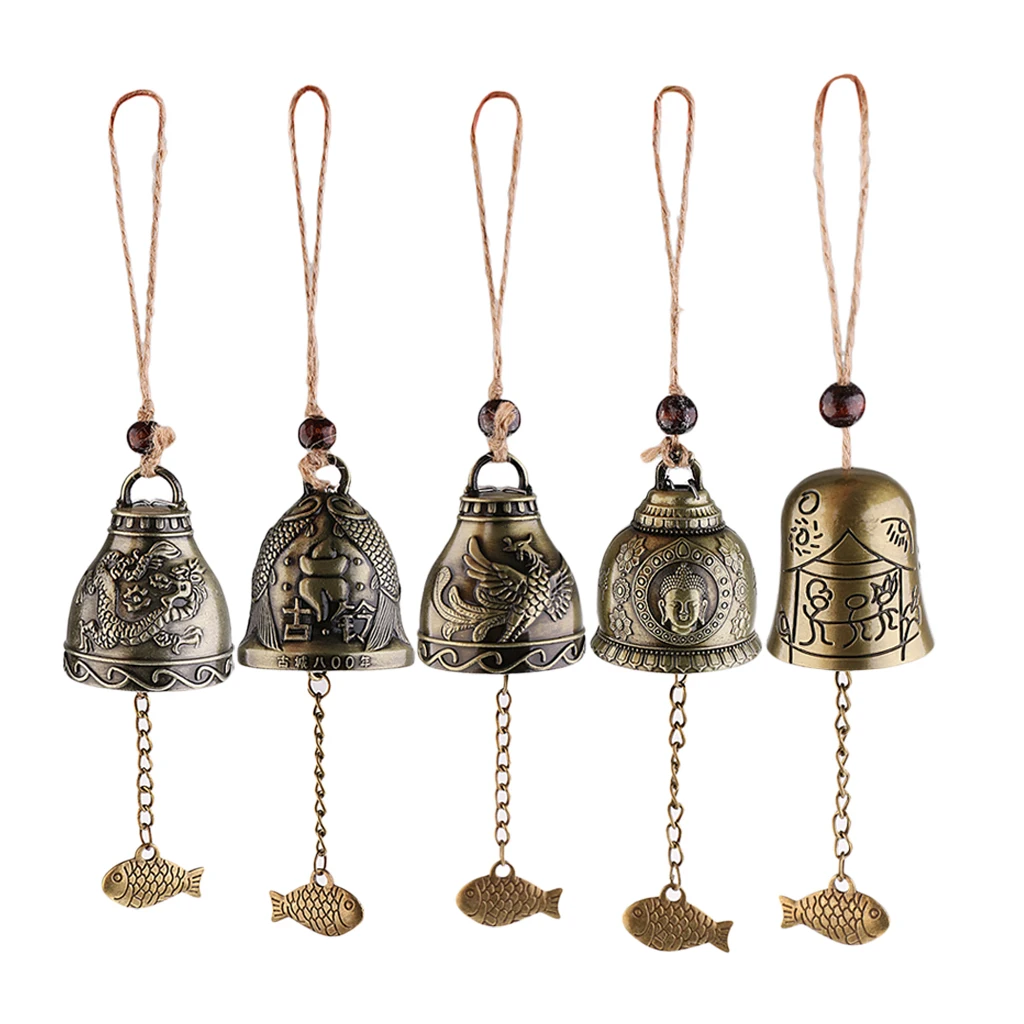 5 Pieces Vintage Metal Wind Chime Hanging Bell for House Car Decoration Adornment