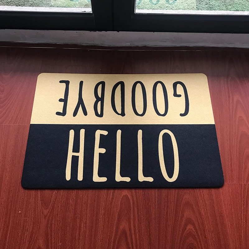Пользовательский дверной коврик для входной двери прихожей Hello Goodbye