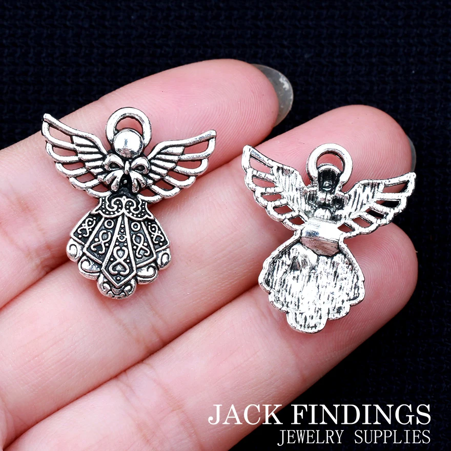 

13pcs 23X26mm Antique Tibetan Silver Charms Bracelet Necklace Pendant 2015 New Fashion Angel