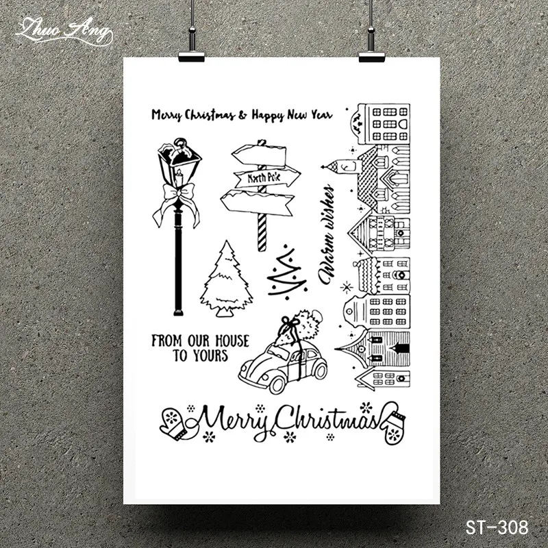 

ZhuoAng Christmas blessing Transparent Clear Stamp for Scrapbooking Rubber Stamp Seal Paper Craft Clear Stamps Card Making
