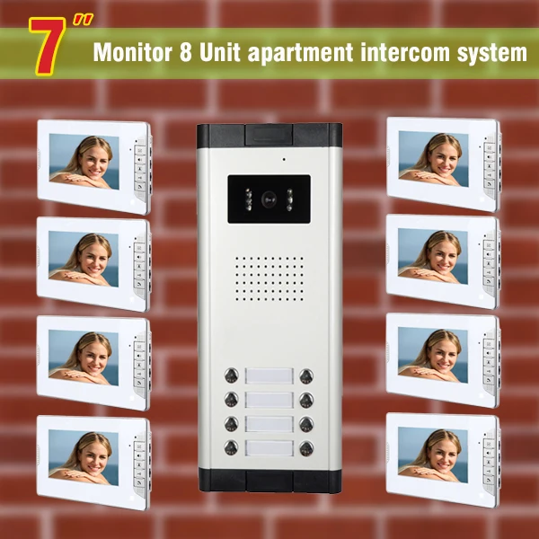 8 единиц Интерком квартиры система видео дверной звонок Домофон Система для квартиры видео дверной телефон домашняя визуальная домофон